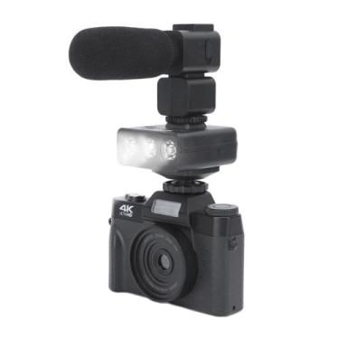 Imagem de Câmera de vídeo Yoidesu 4K 48MP com luz de preenchimento de microfone 