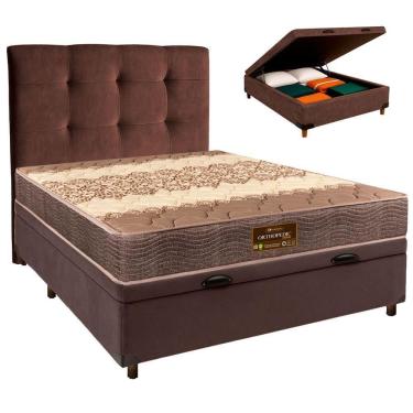 Imagem de Conjunto Cama Box Bau Blindado Casal + Colchão D26 Ortophedic Sankonfort + Cabeceira