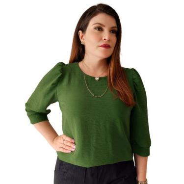 Imagem de Blusa Social Feminina Manga 3/4 Bufante Camisa Elegante - MADALIH Loja