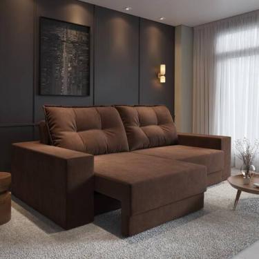 Imagem de Sofá Luca 4 Lugares Suede 230cm - CIALAR MÓVEIS, Marrom