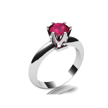Imagem de Anel Solitário Triangulo Prata 950 Rubi Sintetico