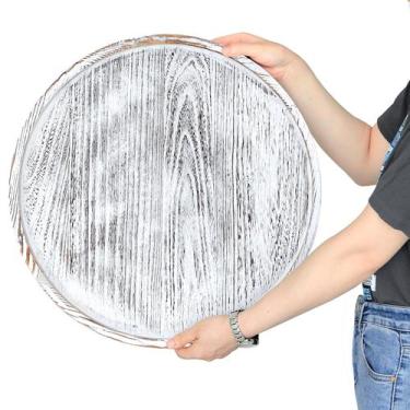 Imagem de Bandeja de mesa otomana Gurfuy extra grande redonda de 20 cm de madeir