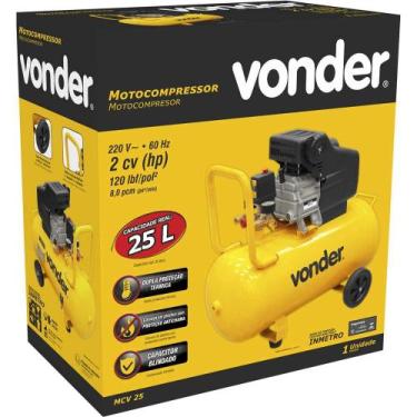 Imagem de Motocompressor De Ar 8,0 Pcm 25 Litros 220 V~ Mcv 25 Vonder