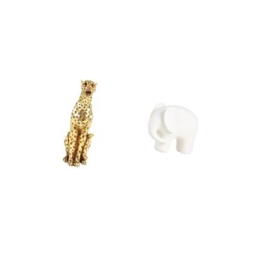 Imagem de Fenteer Escultura de Animal de Cerâmica Dourada, Peça Central, Estatueta de Elefante, Chita, Ornamento de Mesa, Coleção de Estátuas para Decoração de Escritór