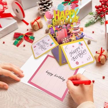 Imagem de Cartão pop-up de aniversário, doce caixa de presente de aniversário 3D para adultos e crianças com envelopes, cartões de celebração dobráveis exclusivos feitos à mão para filha, filho, mãe, pai, amigo
