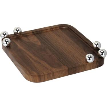 Imagem de Bandeja Quadrada Home&co Esfera De Plástico Mdf Marrom 2x20 Decorativa