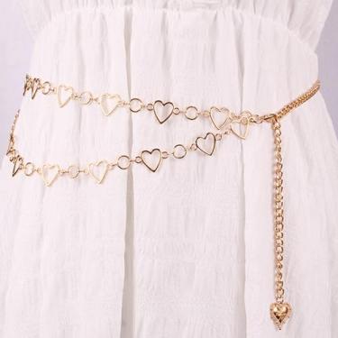 Imagem de Cinto de corrente de coração, cinto de corrente de ouro para mulheres, moda plus size, correntes de cintura douradas, cintos de cintura em camadas de metal, cintos modernos para mulheres