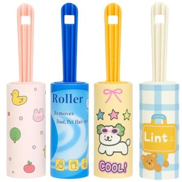 Imagem de Kit 4 Rolo Adesivo Papa Bolinhas Rolinho Tira Pelos Pó Roupas Sofá Bacon Born Pet