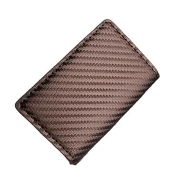 Imagem de Generic - Carteira masculina fina com bloqueio de RFID, 6 compartimentos para cartões, proteção de cartão de crédito e identidade, Café, Fino, Plástico, Marrom, Sólido, Proteção RFID
