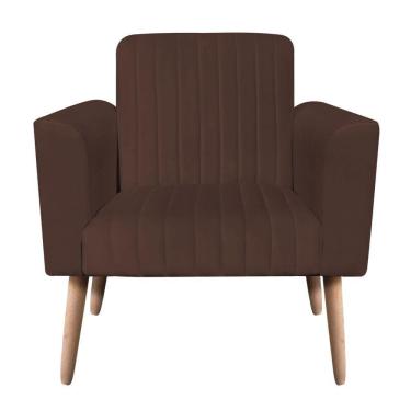 Imagem de Poltrona Viena Gomada Suede Marrom Pés Palito Natural D'rossi