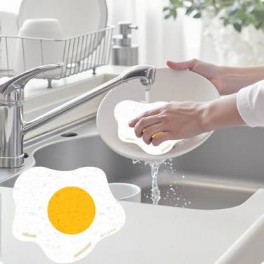 Imagem de Esponjas de cozinha de celulose comprimida, 1 unidade de esponjas de cozinha reutilizáveis, esponjas de limpeza natural para limpeza doméstica