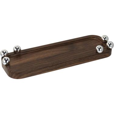 Imagem de Bandeja Retangular Homeco Esfera Plástico Mdf 2x10x30 Marrom