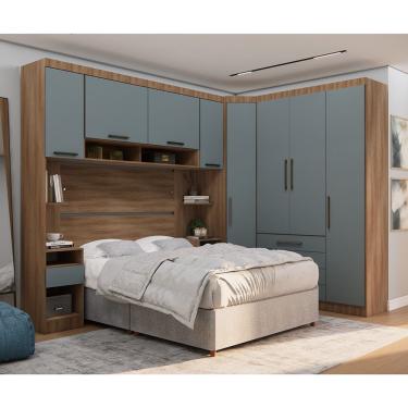 Imagem de Quarto 8 Portas 6 Gavetas Cabeceira Cs Paris Luciane Móveis Avelã Pf-grey Sky Pf