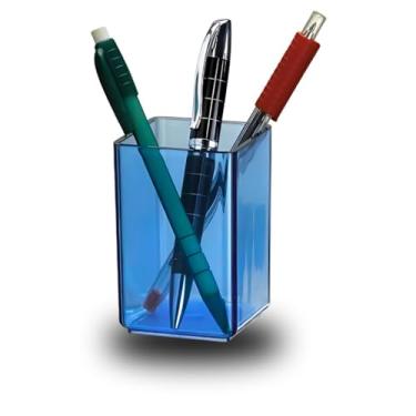 Imagem de Porta-Lápis Acrílico Organizador De Mesa, Ideal Para Escritório, Guarda Canetas, Lápis E Papelaria(Azul Clear)