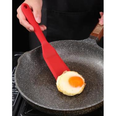 Imagem de Conjunto de 2 mini espátulas de silicone, espátula antiaderente flexível para servir brownie e virar ovos (vermelho)