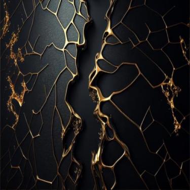 Imagem de Quadro Decorativo Gold Black Background Luxo Textura Dourada Elegante para Parede 40x40cm