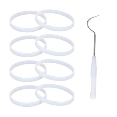 Imagem de Tinoaly 8 peças de juntas de anel de vedação de liquidificador de borracha com 1 gancho de remoção, peças de reposição de anel de vedação branco de silicone para Ninja Auto-iQ Pro Extractor CT680