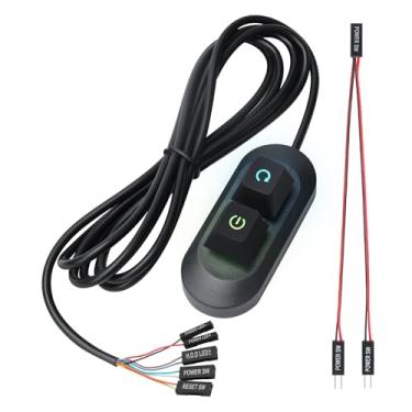 Imagem de APIELE Interruptor de energia para computador de mesa, inicialização remota, placa-mãe de PC, liga/desliga, reinicialização externa com cabo de botão de fonte de alimentação para placa-mãe de