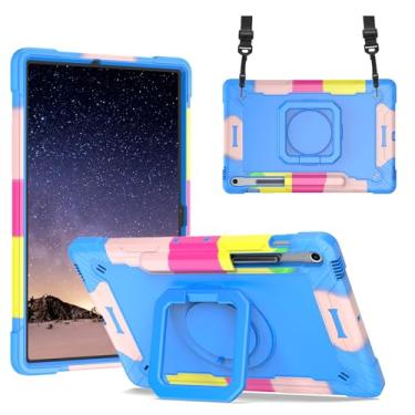 Imagem de DETUOSI Capa para Samsung Galaxy Tab S10 FE Plus 33.3 cm 2025, com suporte para lápis, capa resistente à prova de choque com suporte giratório e alça de ombro, azul camuflagem