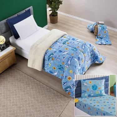 Imagem de Kit Coberdrom + Jogo de Cama Bouti Kids Solteiro 03 Peças 100% Poliést