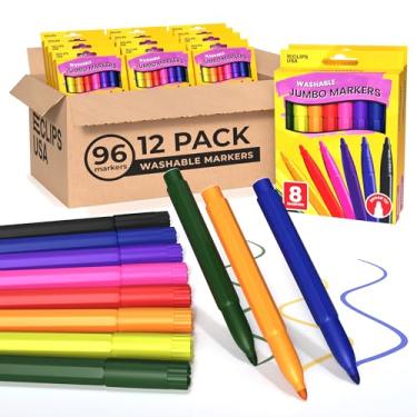 Imagem de E-CLIPS USA Marcadores, marcadores jumbo, marcadores para crianças, marcadores laváveis, marcadores coloridos, marcadores a granel, marcadores para escola, marcadores em massa para sala de aula, ponta
