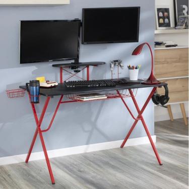 Imagem de Mesa Gamer Com Mesa De Apoio Preta E Vermelha 120x62x95