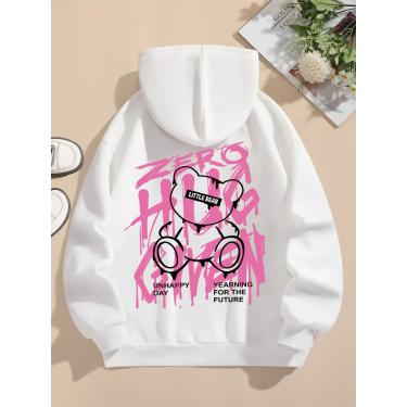 Imagem de Moletom Feminino Estampa de Urso com Bolso Branco ElaShopp