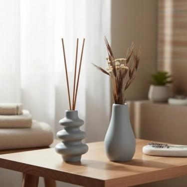 Imagem de Kit Vasos Arranjo Flores Aromatizador De Ambientes Varetas (Azul)