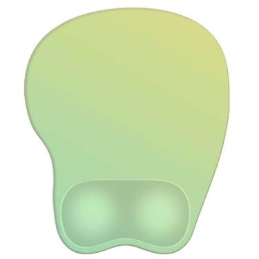 Imagem de Mouse pad com descanso de pulso mouse pad ergonômico com suporte de pulso confortável em forma de M para alívio da dor Base de PU antiderrapante para laptop, escritório e casa (verde-limão)