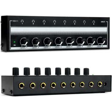 Imagem de Amplificador de Áudio Estéreo Profissional, 8 Canais, Divisor de Fone de Ouvido Multiporta com Controle de Som Independente