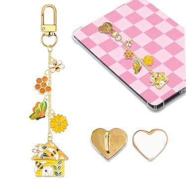 Imagem de LMZLJZ Chaveiro Bee Kindle Charms para amantes de livros, mulheres, homens, chaveiro com pingente de abelha e borboleta, acessórios para leitor eletrônico, presentes para leitores amantes de livros