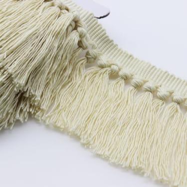 Imagem de Yalulu Acabamento de franja de franja de algodão de 5 metros, 10,4 cm de largura, boho, longo, macramê, fita de franja, acabamento de franja, costura para roupas, abajur, cortina, vestido