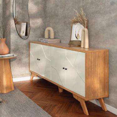 Imagem de Balcão Buffet Mosaico 4 Portas em MDF Freijó Branco 180cm TB297 Dalla Costa