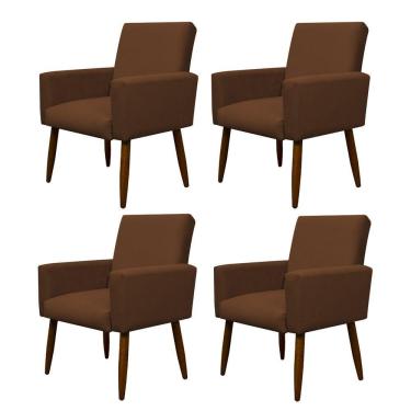 Imagem de Kit 4 Poltronas Decorativa Sala E Quarto Nina Suede Herrero Cor:cobre