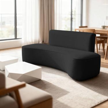 Imagem de Sofá Feijão Orgânico Curvo 3 Lugar Suede Sala Contemporânea