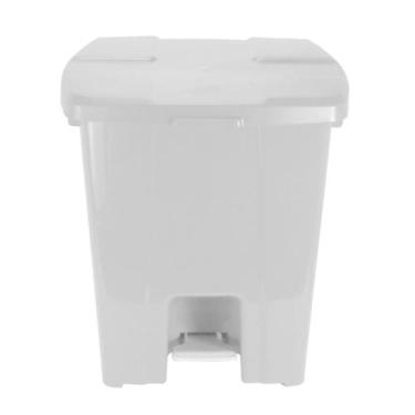 Imagem de Lixeira Plástico Quadrado com Pedal de 30 Litros Branco - P30B - JSN