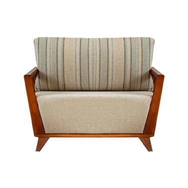 Imagem de Poltrona Odara Ozki Com Braços Madeira Eucalipto Cedro Tecido Bege Corda Redonda Rami