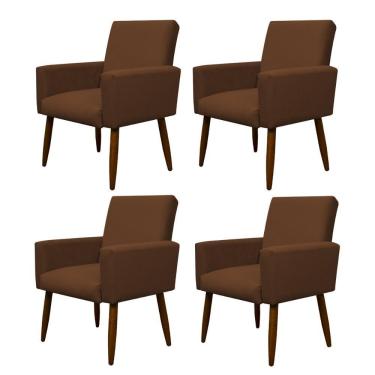 Imagem de Kit 4 Poltronas Para Sala Pés De Madeira Nina Cobre