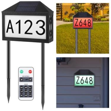 Imagem de Controlador solar de LED para entrada de garagem de Natal, LED de jardim para cores e parafusos de sinalização alimentados, endereço de estaca de luz doméstica, placa colorida ao ar livre, 60 adesivos