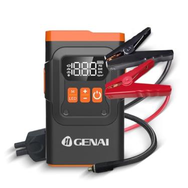 Imagem de Carregador de Bateria Automotivo Portátil com Compressor de Ar, para Encher Pneus, Luz de Emergência e Power Bank, Auxiliar de Partida para Carro e Moto