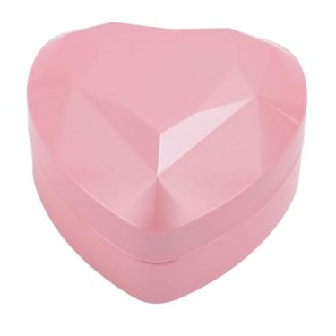 Imagem de Caixa de colar em formato de coração LED elegante e elegante caixa de presente de joias românticas com luzes LED para proposta de noivado de casamento aniversário dia dos (Rosa)
