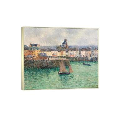 Imagem de Famosa imagem de paisagem de arte de parede - impressões em tela - porta - pintura com moldura prateada para sala de estar banheiro decoração de casa 70 x 85 cm 27 x 33 pol