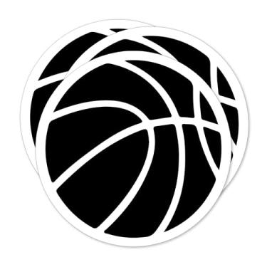 Imagem de (3 peças) Adesivos pretos de basquete – Decalques de vinil à prova d'água para jogadores, equipes, treinadores – Acessórios esportivos para laptops, copos, garrafas de água – 7,6 x 7,6 cm