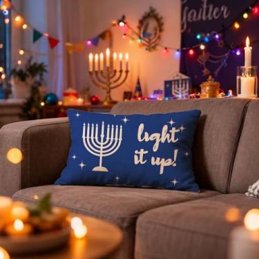 Imagem de Capa de almofada Hanukkah Menorah, 30,5 x 50,8 cm, capa de almofada de Hanukkah para sofá