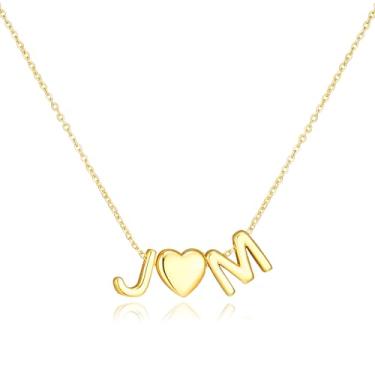 Imagem de adoyi Colares com inicial para mulheres, banhado a ouro 14 quilates, com letras de bolhas, colar delicado coração A-Z, colar com pingente de inicial, presentes de aniversário para mulheres, joias, 14