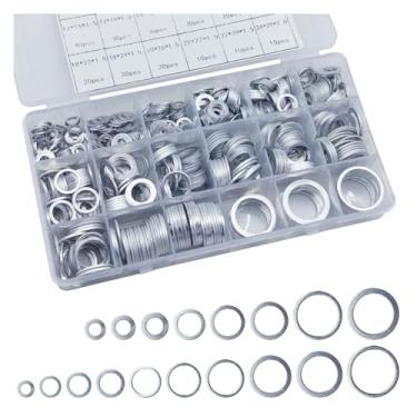 Imagem de Kit de arruelas de esmagamento de plugue de drenagem de óleo de carro de 18 tamanhos, junta de plugue de drenagem de óleo de motor de alumínio, kit sortido de arruela de esmagamento de carro, motor