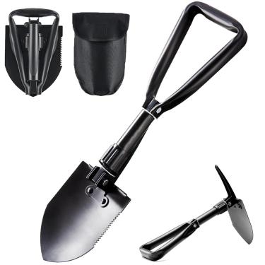 Imagem de Pá de acampamento dobrável mini pá de sobrevivência portátil de aço de alto carbono pá tática para atividades ao ar livre, caminhadas, jardinagem, escavação
