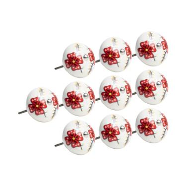 Imagem de 12 Puxador em Cerâmica Abóbora Floral Armário Boho Chic (Vermelho/Floral - MPPON144)