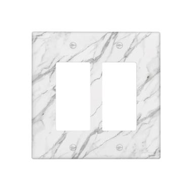 Imagem de WUYOCHA Capas decorativas modernas de mármore cinza com textura de 2 interruptores de luz, placas de parede com balancim duplo para tomadas elétricas, capas de placa de interruptor para quarto