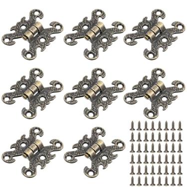 Imagem de 8 peças pequenas dobradiças para caixa de madeira, dobradiças de latão para pequenas portas de artesanato, caixa de joias vintage, dobradiça e travas para caixa de ferramentas, artesanato, caixas de